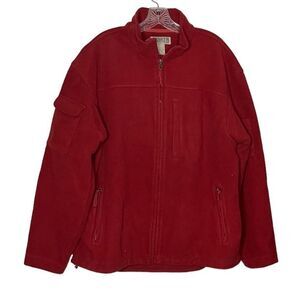DULUTH TRADING CO Heavyweight Fleece Jacket Maroon Full Zip Mens Large